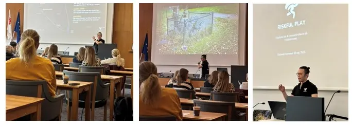 Foto från föreläsningen på föreläsaren och deltagare.