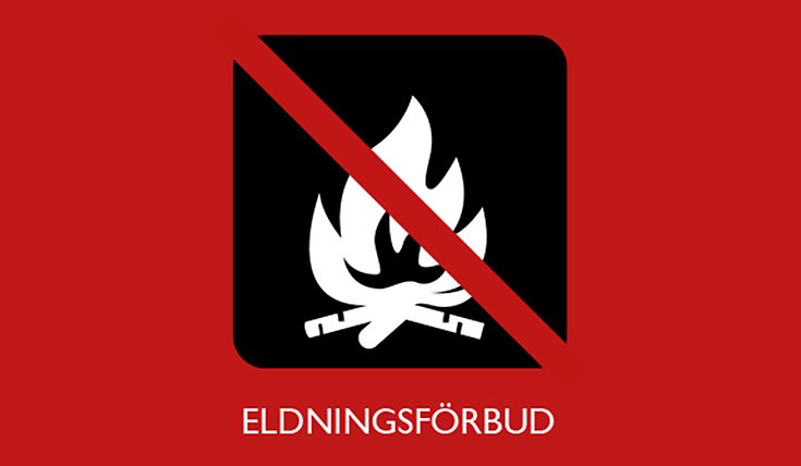 Illustrerad bild med ikon för eldningsförbud