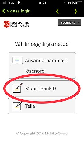 Välj inloggning med Mobilt BankID