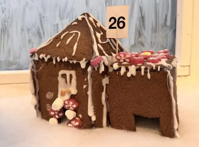 Foto på pepparkakshus.