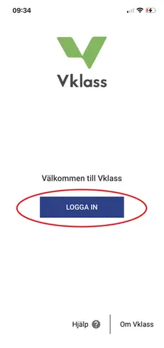 Vy över inloggning i Vklass.