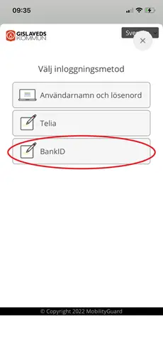 Välj Bank-id.