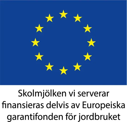 Eu-logga med information om skolmjölk