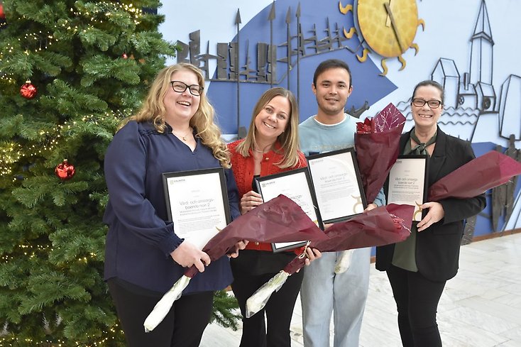 Katja, Therese, Muhamed och Kristina. Alla jobbar med aktivering inom "vårdbostäder norr 2"