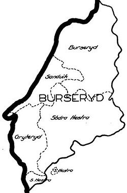svartvit karta över burseryd och närliggande orter