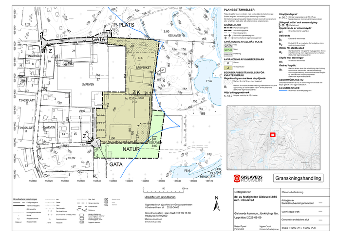 PLankartan för detaljplan, Gislaved 3:80 med flera