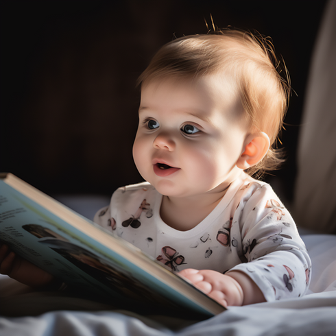 ett glatt barn som läser en bok